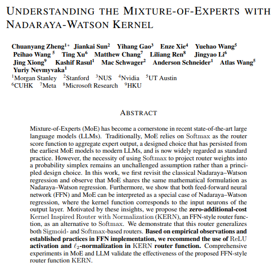 Understanding the Mixture-of-Experts with Nadaraya-Watson Kernel